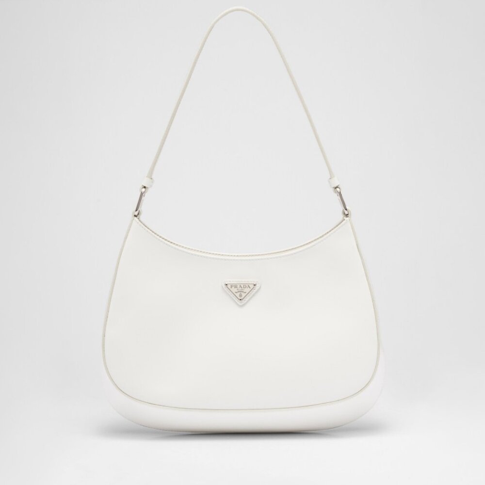 Prada Cleo Shoulder Bag Spazzolato White Leather